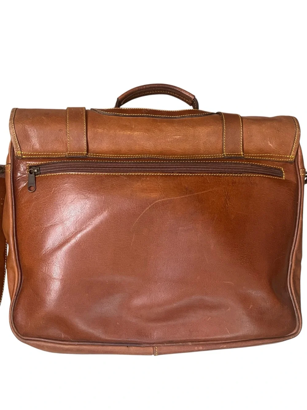Vintage Eddie Bauer Leather Messenger Bag Briefcase Classic Timeless Preppy Tan